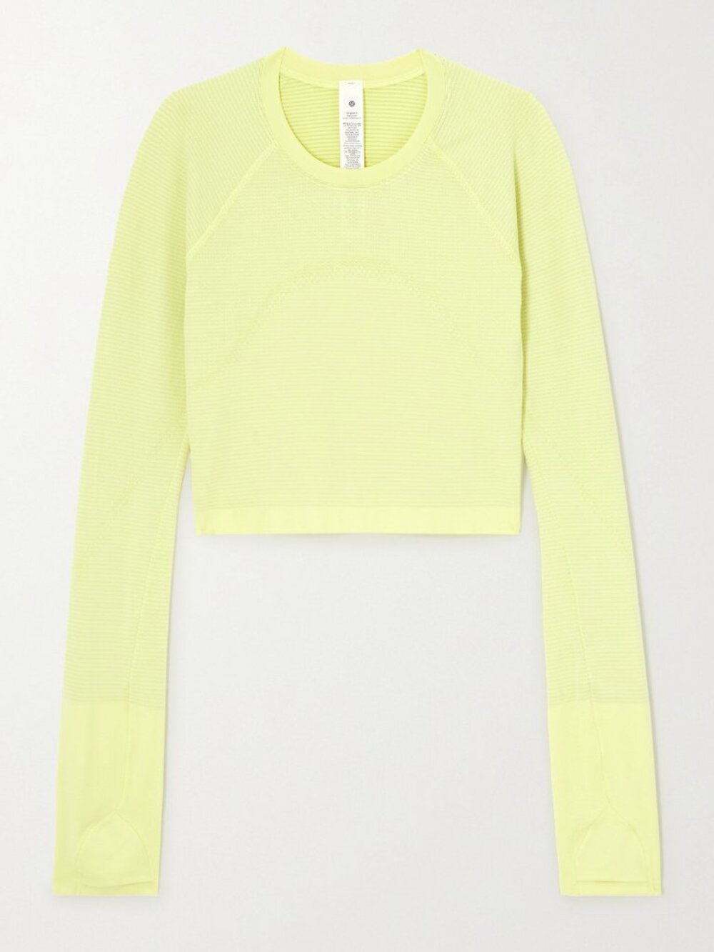 Lululemon Swiftly Tech Cropped Long Sleeve Top Womens Size 8 Yellow Workout